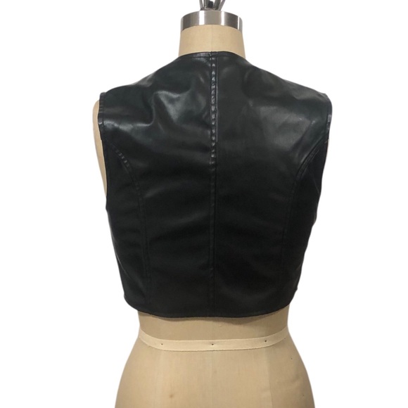 AKIRA Black AYLA Faux Leather Corset Crop Top size Medium moto biker-core goth - Picture 8 of 16